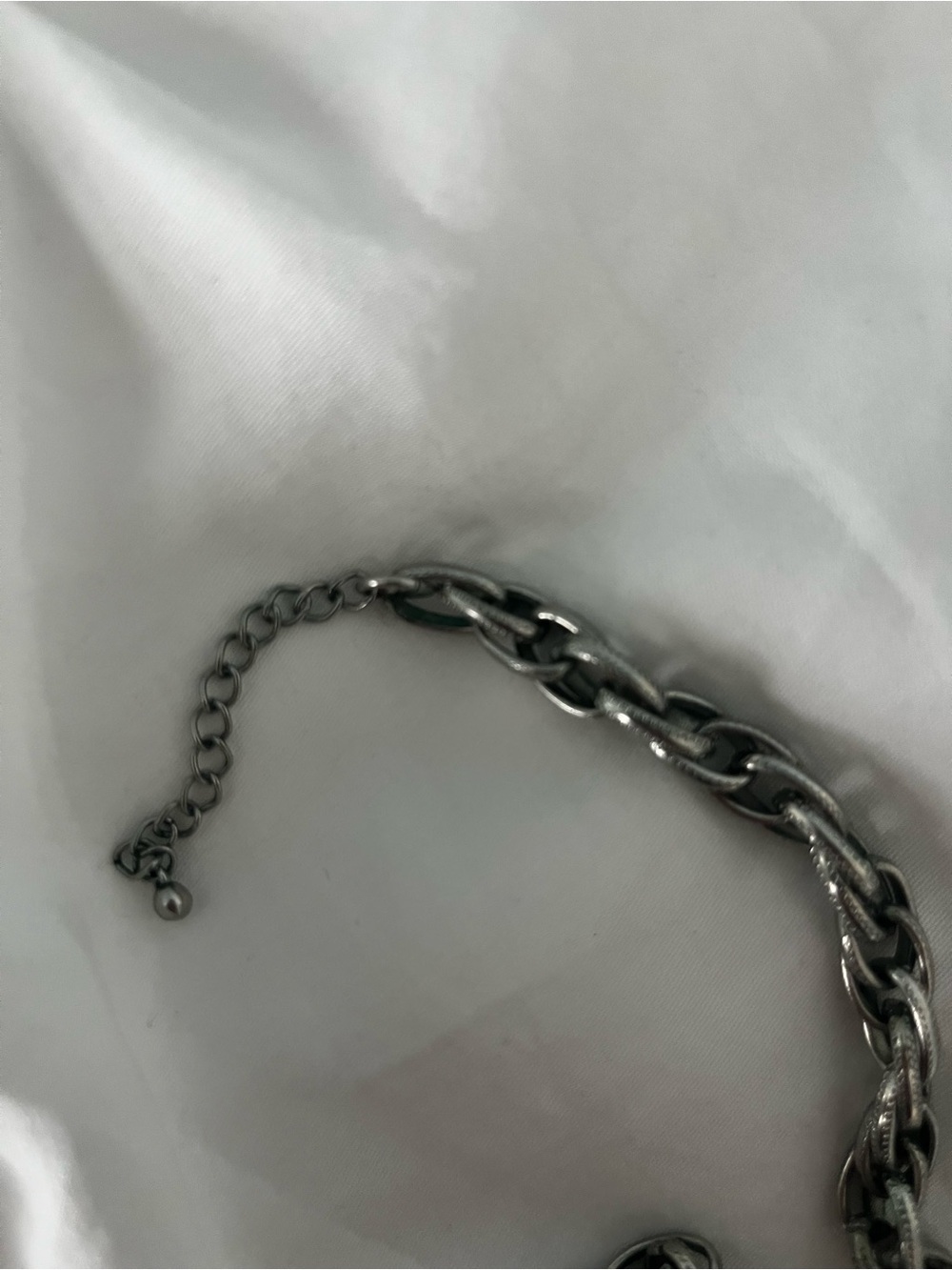 Vintage Silver Tone Chunky Chain Necklace | Textured Link Statement Necklace - Picture 5 of 6